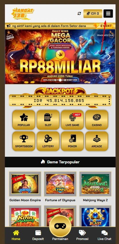 Step 2 - Klik menu kanan atas